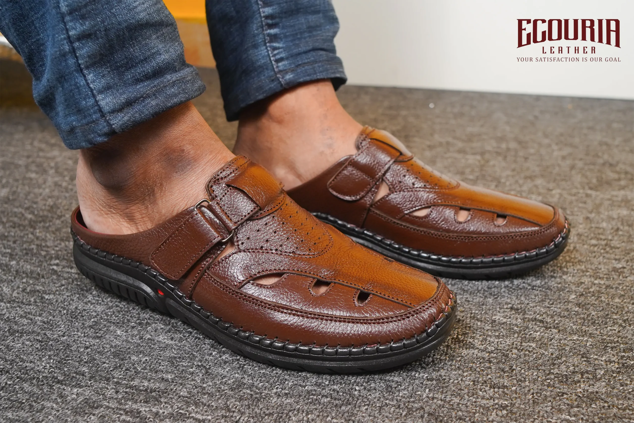 Comfortable stylish leather half shoes-H01-ch - Image 5